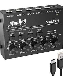 Mezclador de Audio Mini Moukey Line Mixer, DC 5V, 4-Stereo