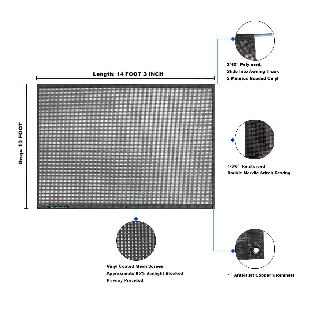 Leaveshade RV Awning SunShade Screen 10' X 14' 3'' - Imagen 5