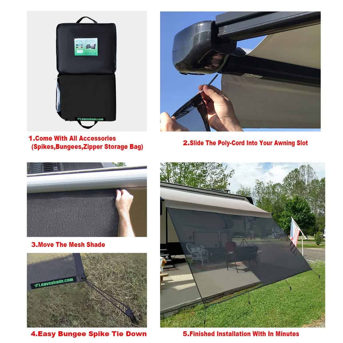 Leaveshade RV Awning SunShade Screen 10' X 14' 3'' - Imagen 4