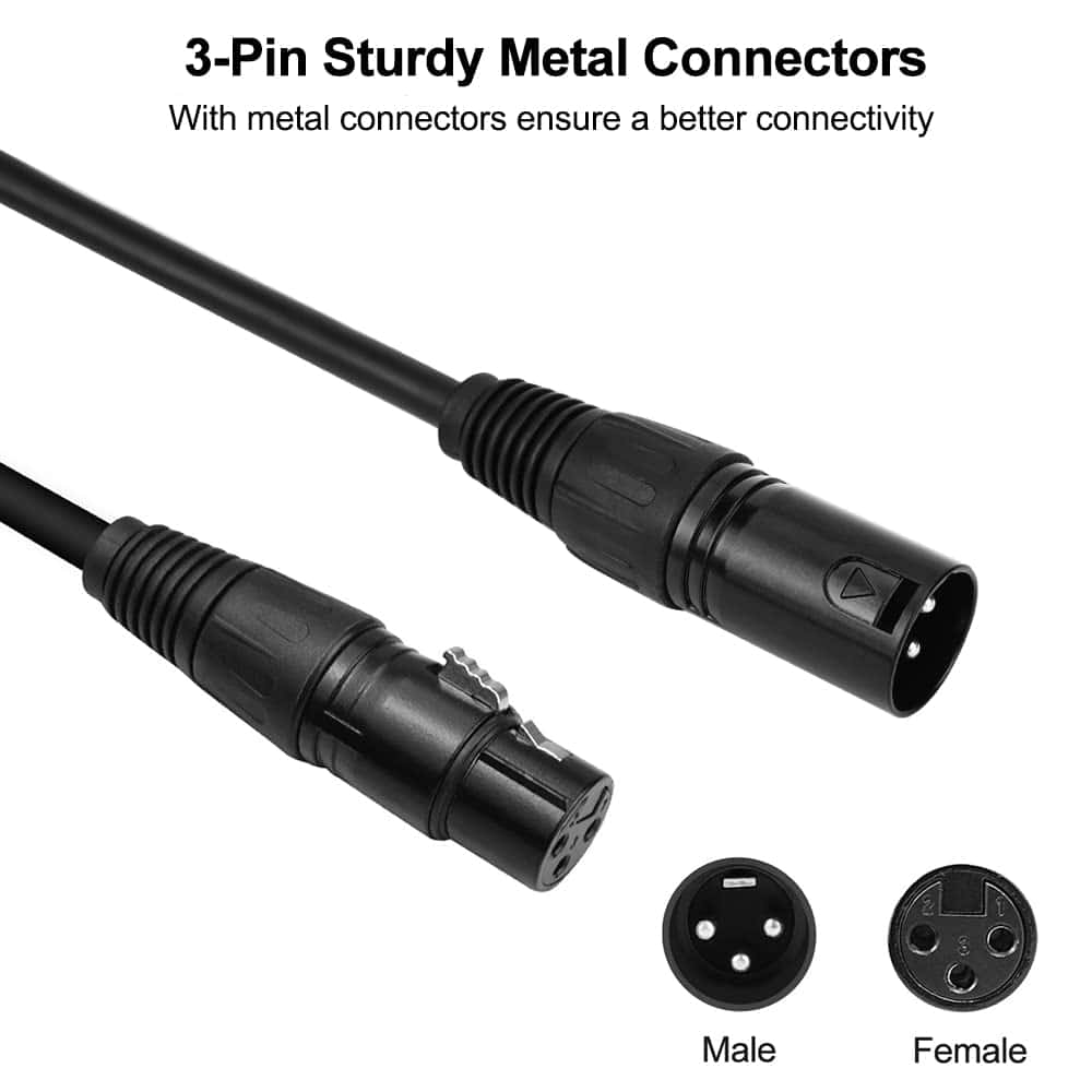 Cable DMX Eyeshot de 6.5ft / 2m, 10PCS 3 Pines Cables DMX, - Imagen 4