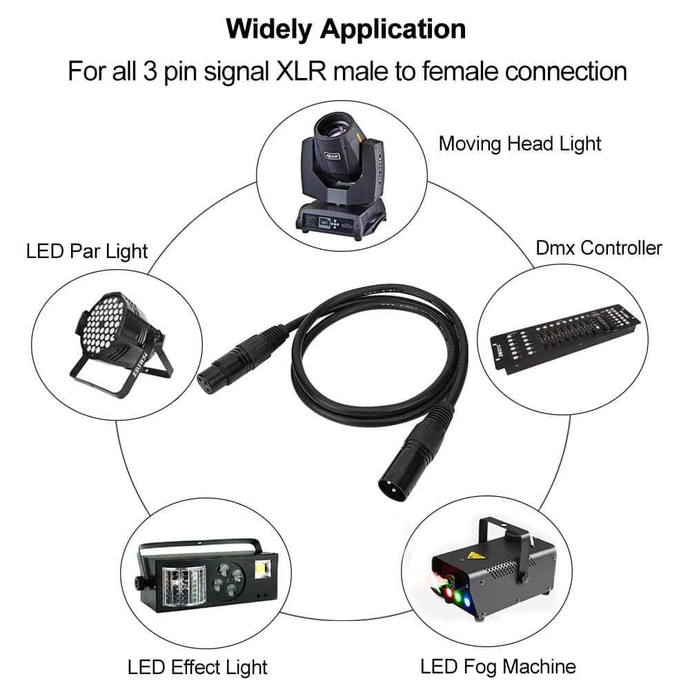 Cable DMX Eyeshot de 6.5ft / 2m, 10PCS 3 Pines Cables DMX, - Imagen 8