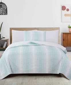 Juego de Edredón Reversible Azul para Cama Individual/Twin