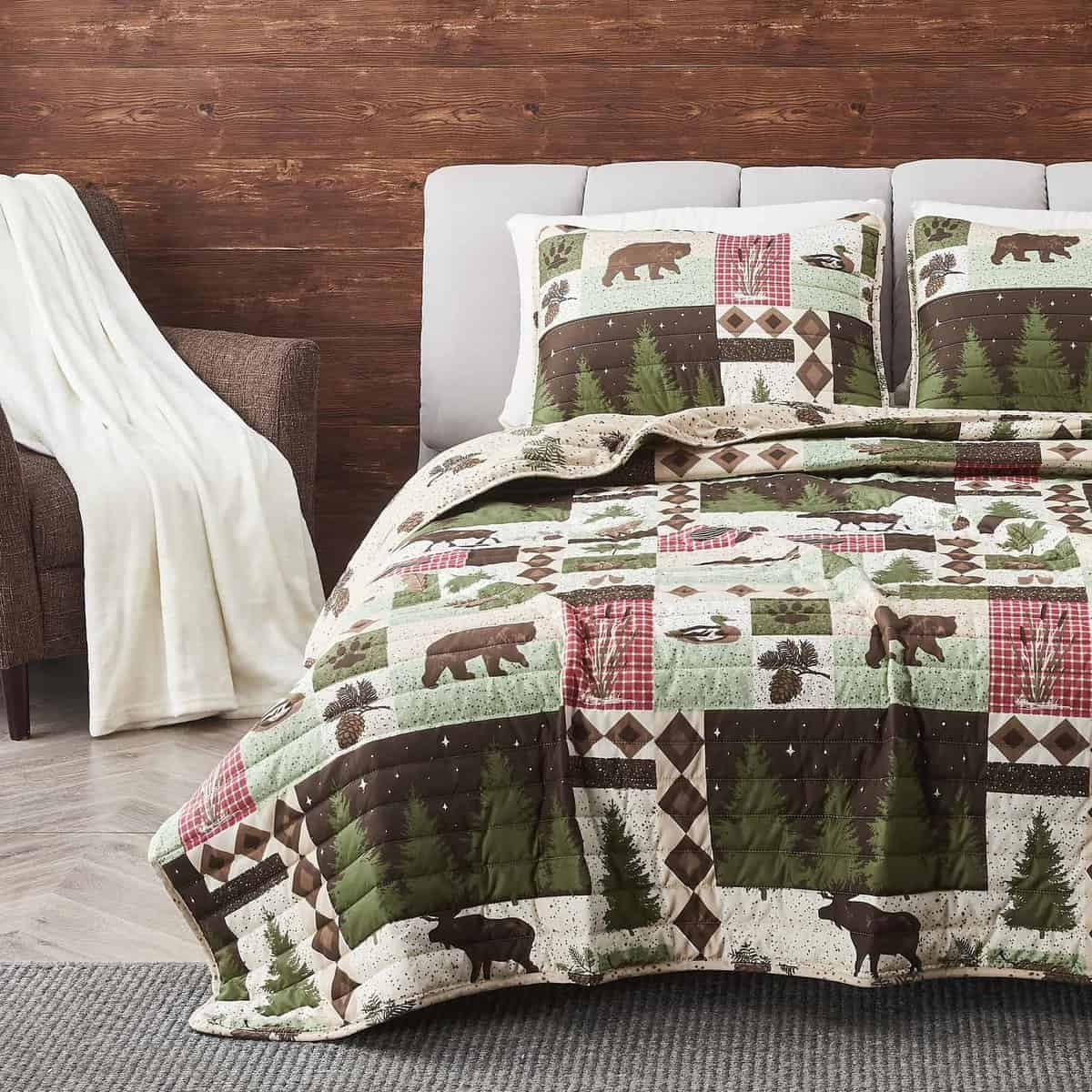 Conjunto de Colcha King Size Reversible de 3 Piezas Rustica