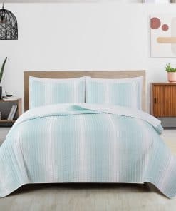 Juego de Edredón de 3 Piezas Reversible Azul Full/Queen con