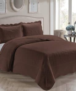 Juego de Colcha Edredón con Relieve de Tres Piezas de la