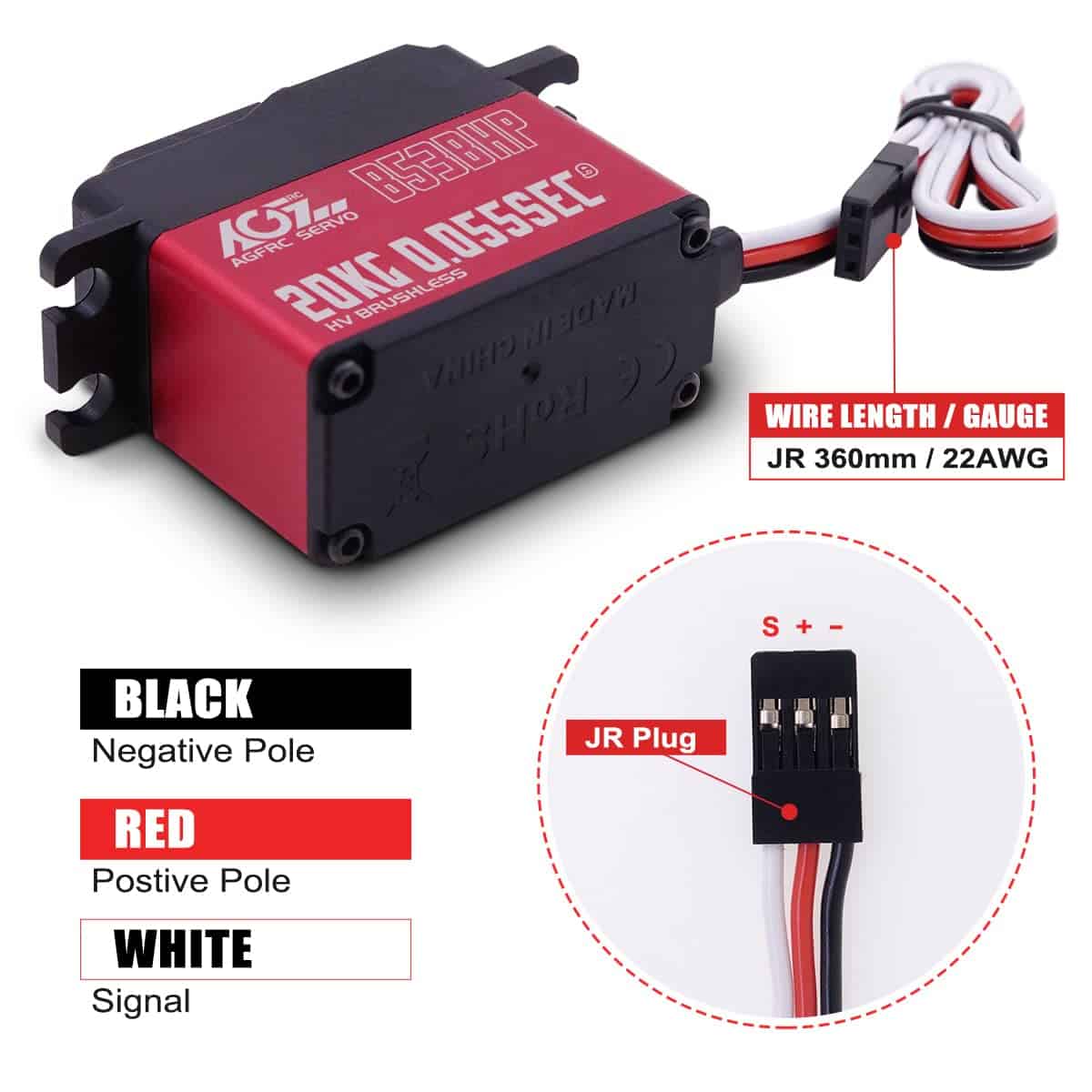 AGFRC High-Speed Brushless Steering RC-Servo-Motor - Servo - Imagen 7