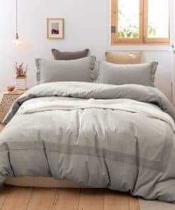 Juego de Funda de Edredón BISELINA de Lino 3 Piezas Encaje