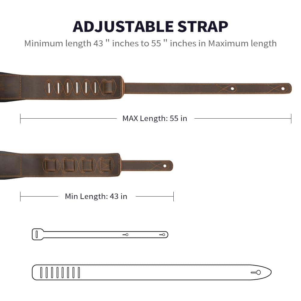 Correa de Guitarra de Cuero BestSounds 3 Pulgadas de Ancho - Imagen 7