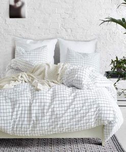 Juego de Funda nórdica Buffalo Checker de Cuadros Blancos