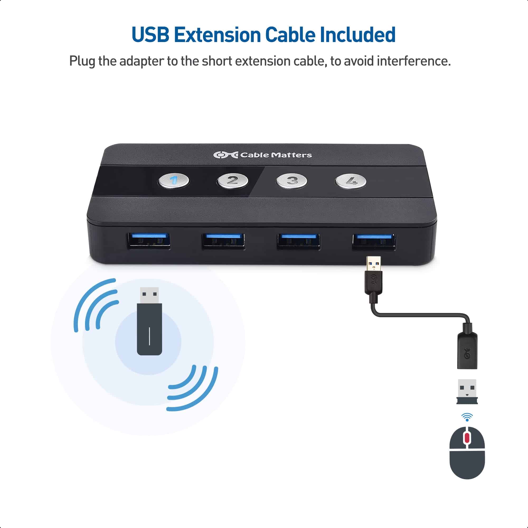 Cable Matters 4 Puertos USB 3.0 Interruptor Hub Compartidor - Imagen 5