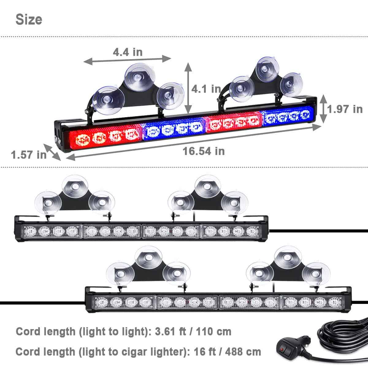 WOWTOU Barra de Luces Estroboscópicas de Emergencia LED - Imagen 5