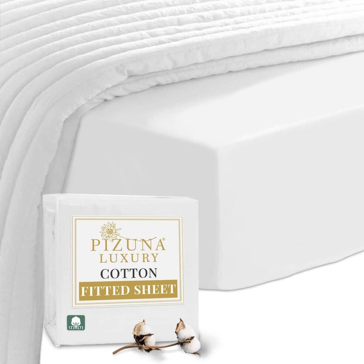 Sábana Ajustable King Pizuna Pure 100% -Blanco