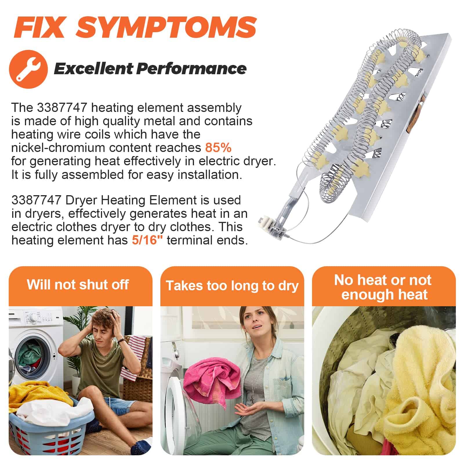 Elemento Calefactor de Secadora W11344457 3387747 - - Imagen 4