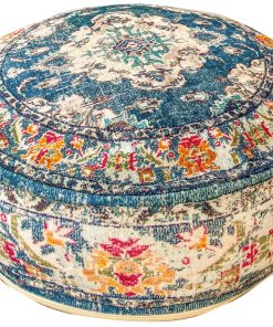 Funda de cojín para piso marroquí Azul Cojín redondo para