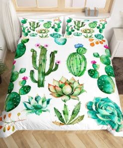Set de Ropa de Cama con Estampado de Cactus Brillante