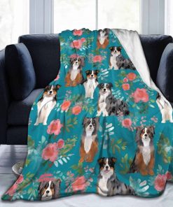 Manta de Lana con Estampado de Australian Shepherd Dogs -
