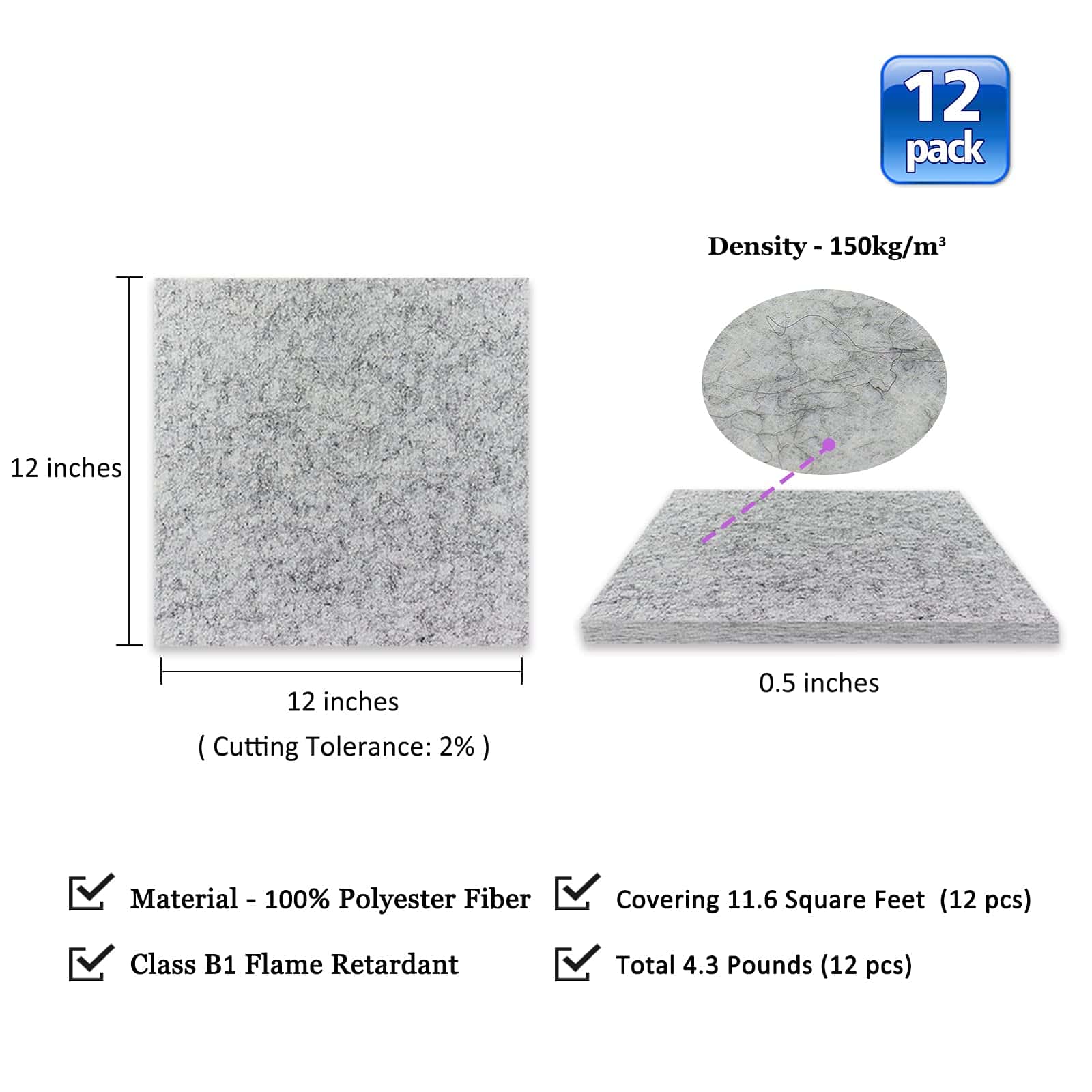 Paneles de Absorción de Sonido BXI - Paquete de 12 12 X 12 - Imagen 3