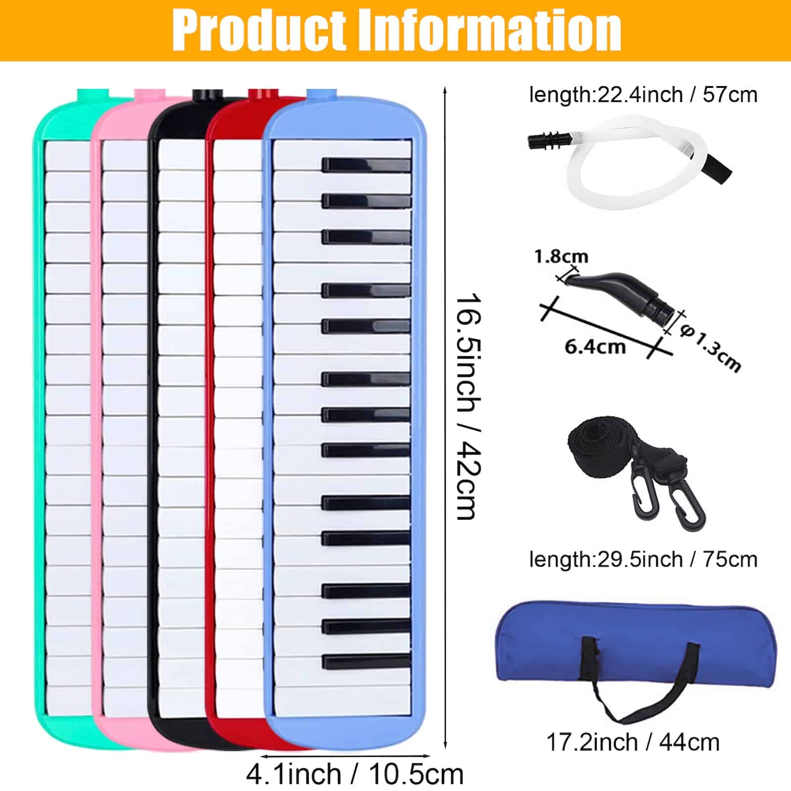 Melódica 32 Teclas Pianica Portátil con Estuche de - Imagen 3