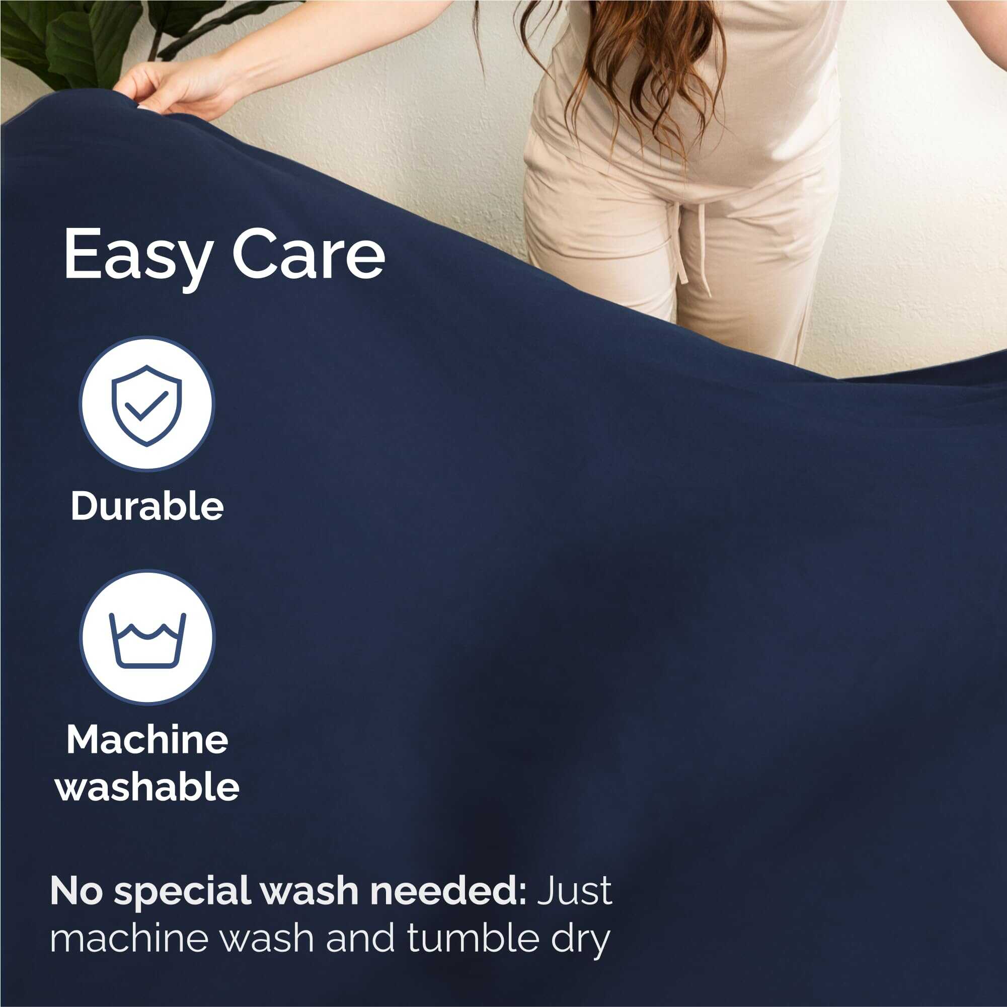 Juego de sábanas de 7 piezas Split King - Sábanas -Azul Mari - Imagen 7