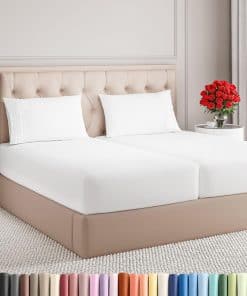 Juego de sábanas de 5 piezas tamaño Split -Blanco