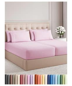 Juego de Sábanas Split King de 7 Piezas - Sábanas -Rosa Clar