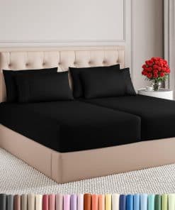 Juego de Sábanas Split King de 7 Piezas - Sábanas -Negro