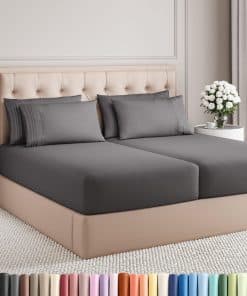 Juego de Sábanas Split King de 7 Piezas - Sábanas -Gris Oscu