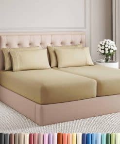 Juego de sábanas Split King de 7 piezas - Sábanas -Beige