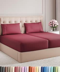 Juego de sábanas tamaño Split King de 5 -Burdeos