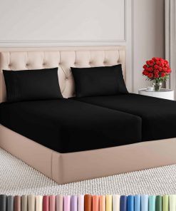 Juego de sábanas tamaño Split King de 5 -Negro
