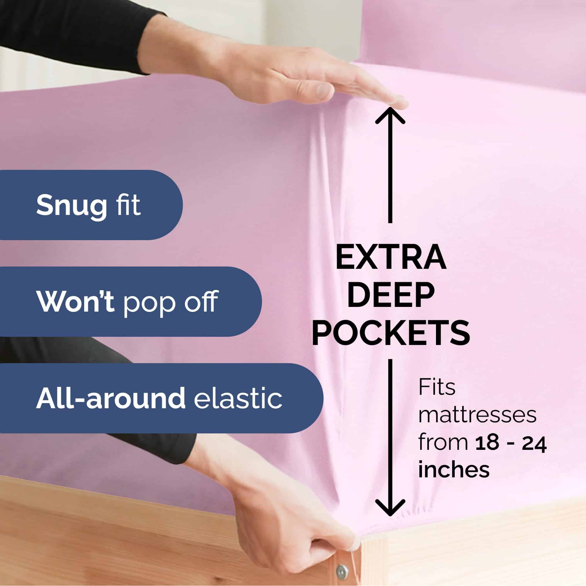 Juego de sábanas extra profundo Split King - -Rosa claro - Imagen 4