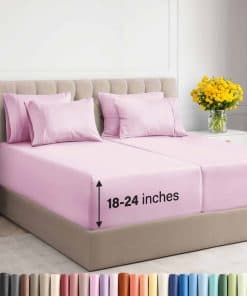 Juego de sábanas extra profundo Split King - -Rosa claro