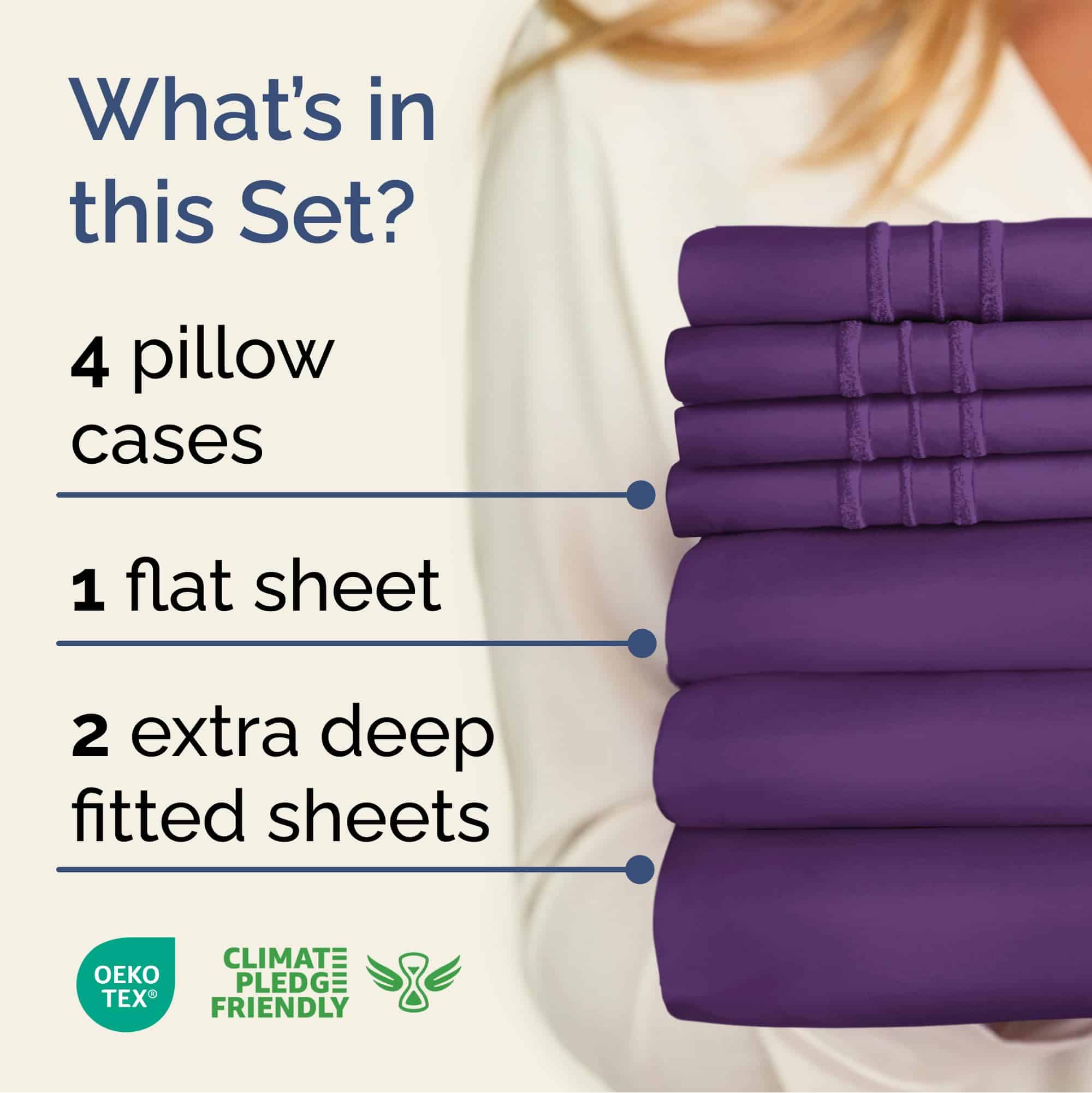 Juego de sábanas extra profundo Split King - -Morado - Imagen 3