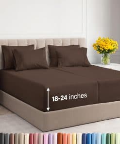 Juego de sábanas extra profundo Split King - -Marrón