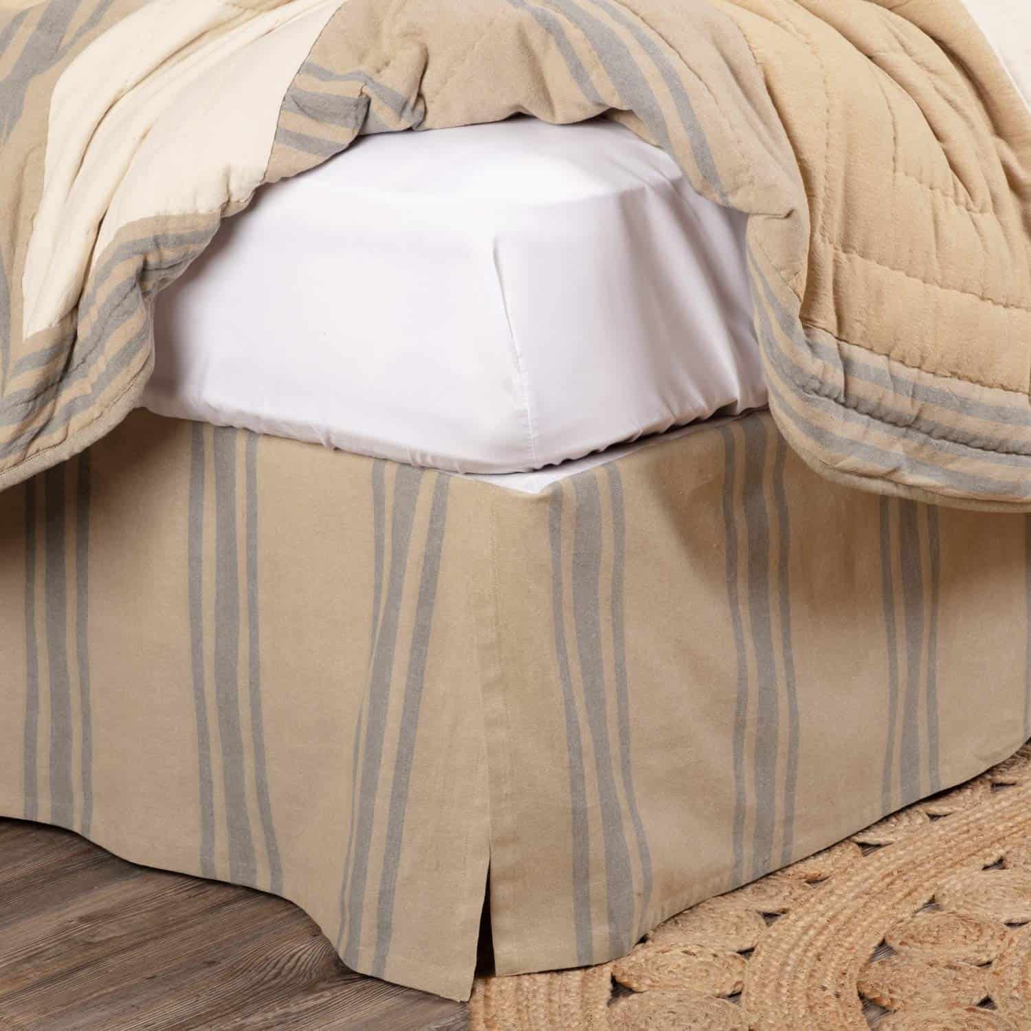 VHC Brands Falda de Cama King Farmer's Market Tan Grey