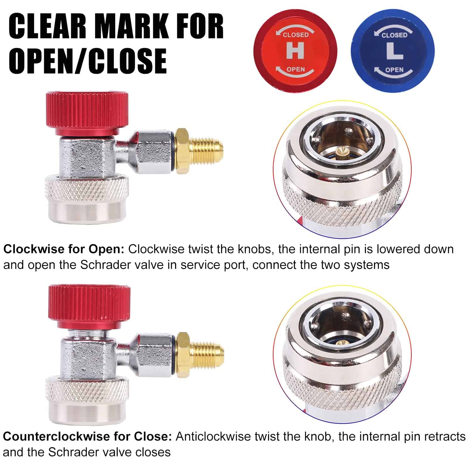 JIFETOR Juego de Manifold de 4 Vías para AC, Herramienta de - Imagen 9