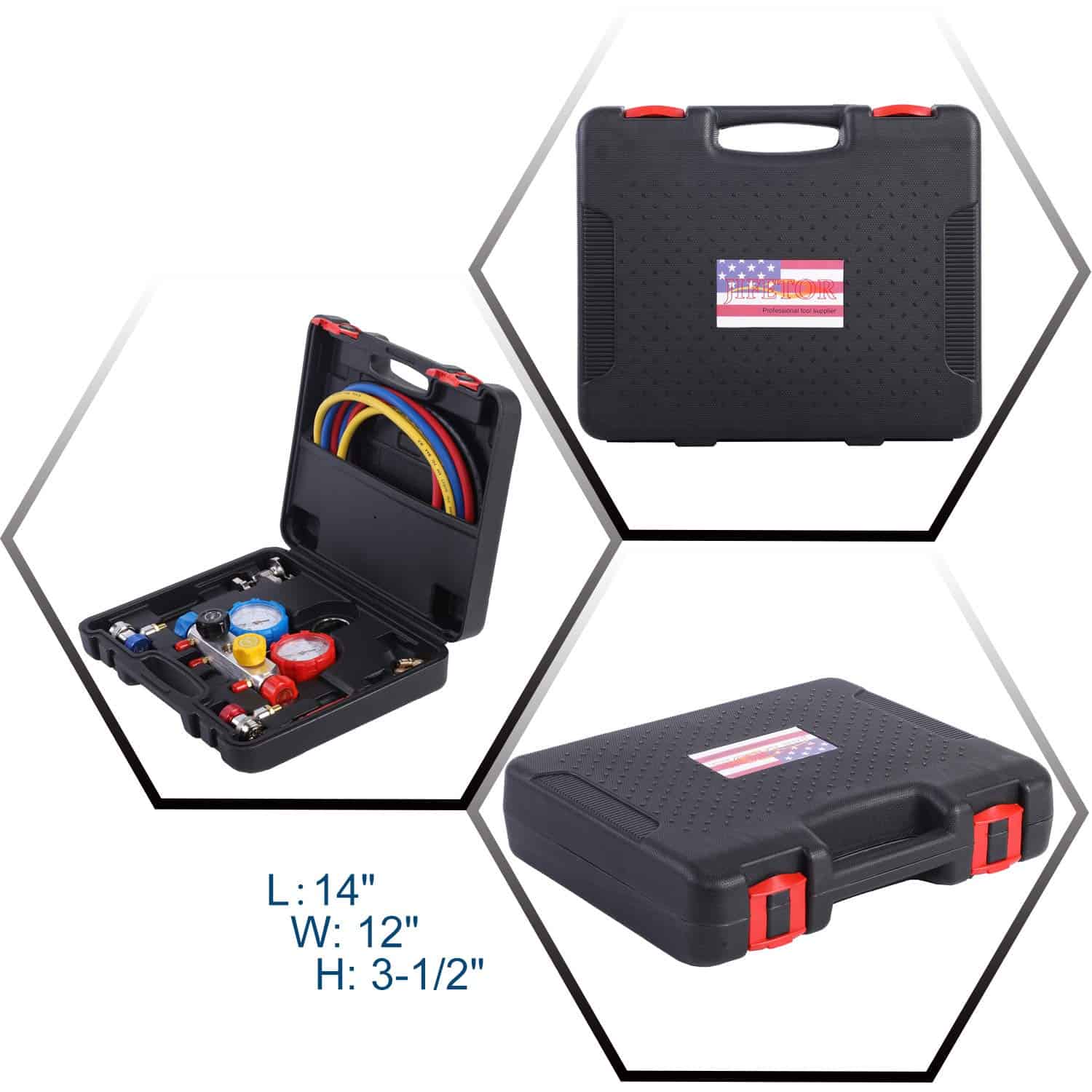 JIFETOR Juego de Manifold de 4 Vías para AC, Herramienta de - Imagen 10