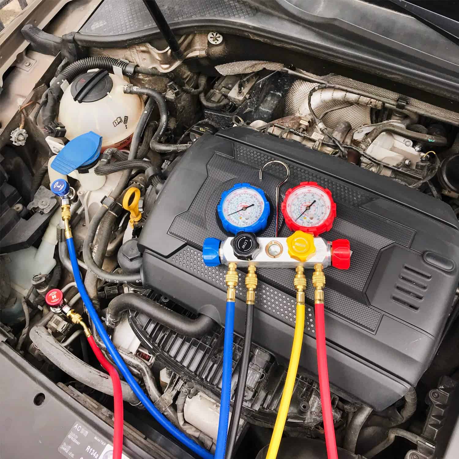 JIFETOR Juego de Manifold de 4 Vías para AC, Herramienta de - Imagen 3