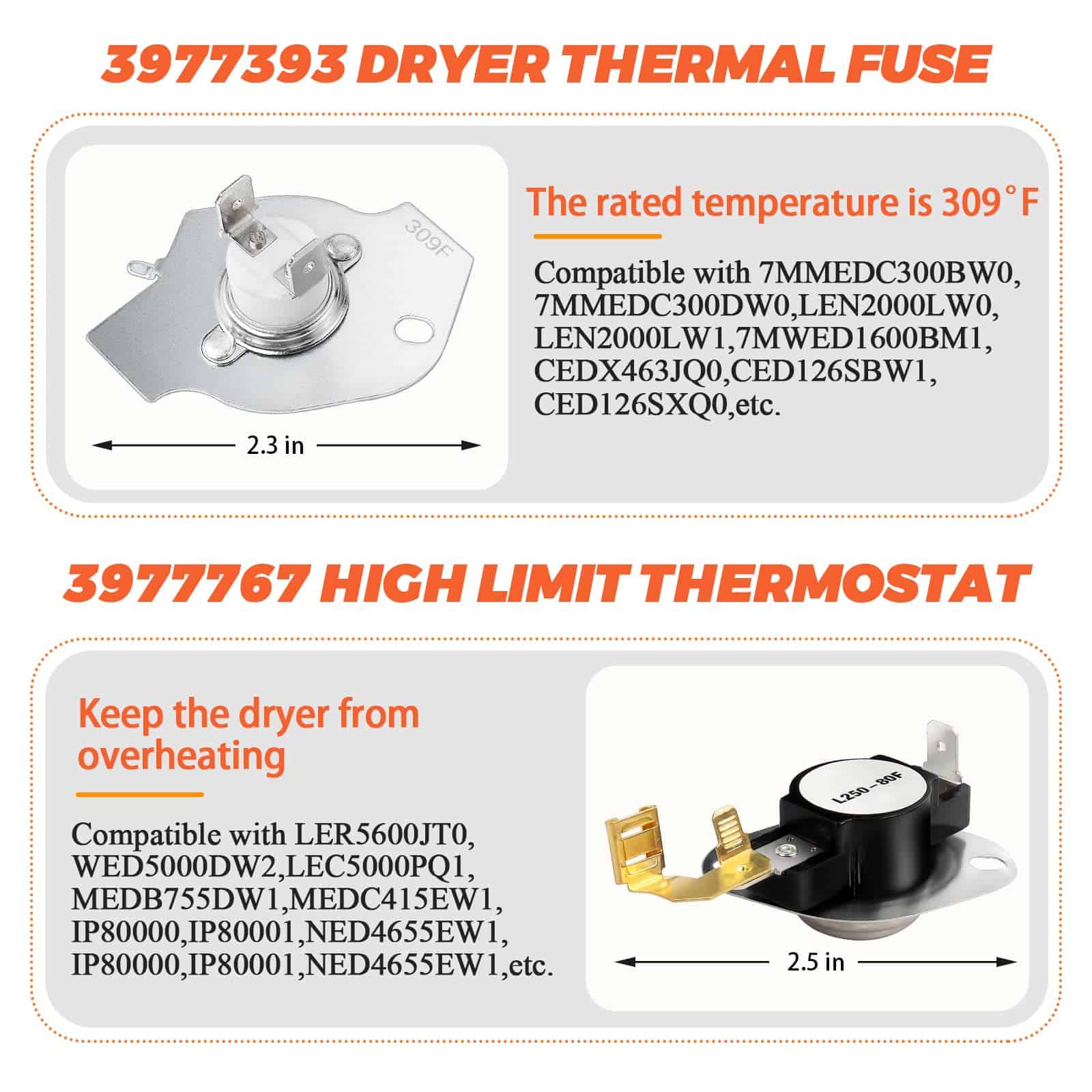 Kit de Elemento Calefactor de Secadora 279838 Upgrade - Imagen 4