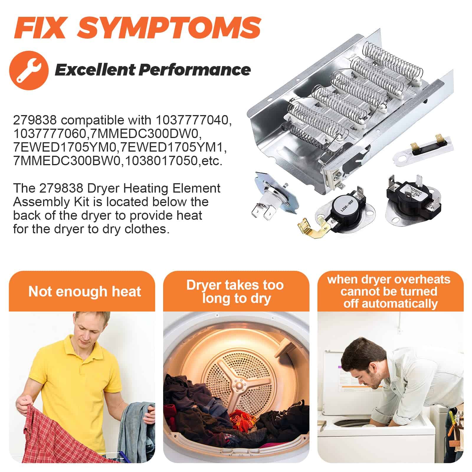 Kit de Elemento Calefactor de Secadora 279838 Upgrade - Imagen 6