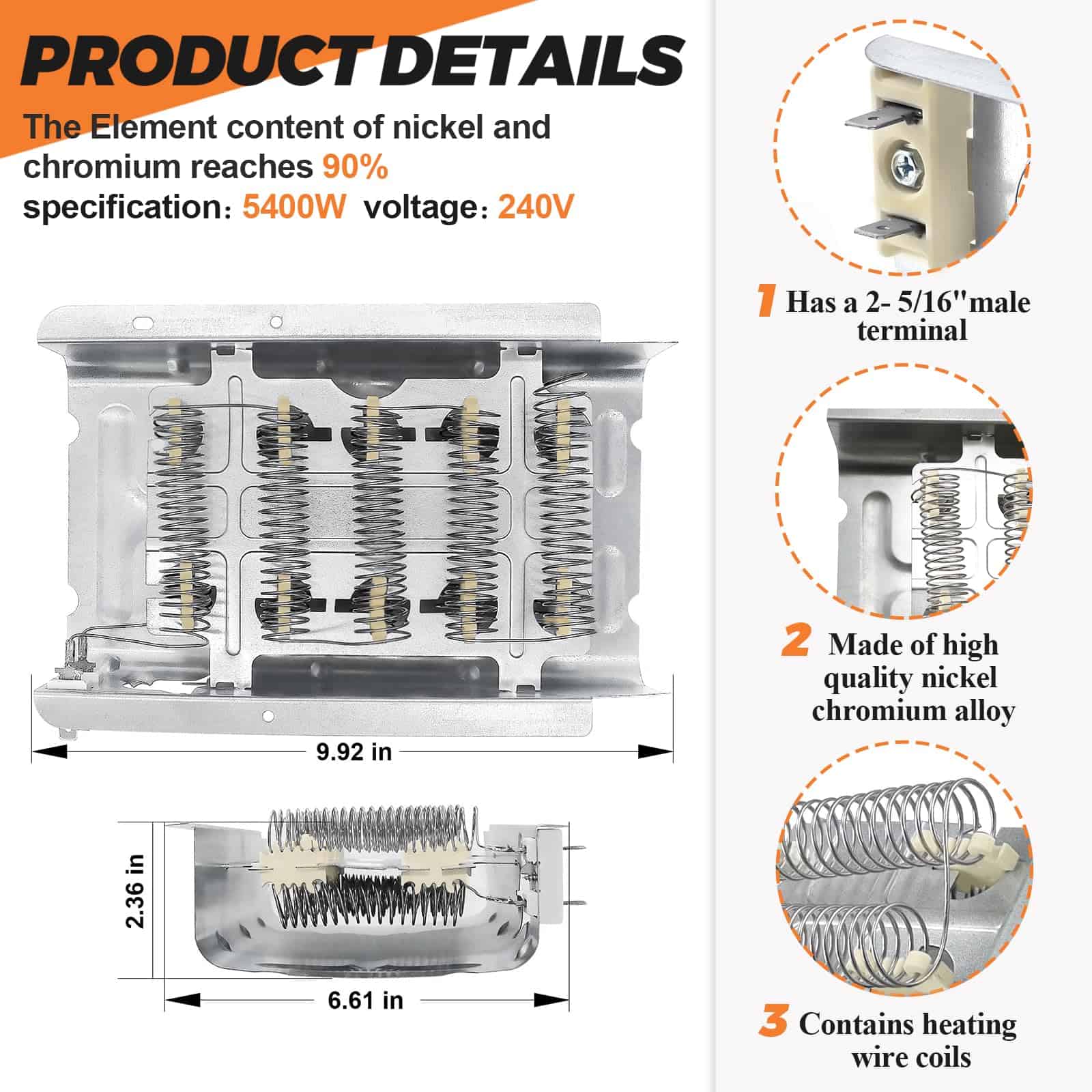 Kit de Elemento Calefactor de Secadora 279838 Upgrade - Imagen 3