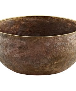 Bol de canto de bronce con anillo de fieltro -Marrón