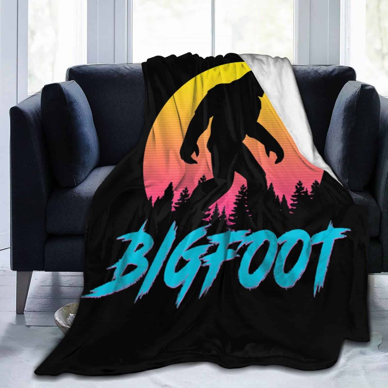Manta de felpa Bigfoot Sasquatch retro de los años 1980