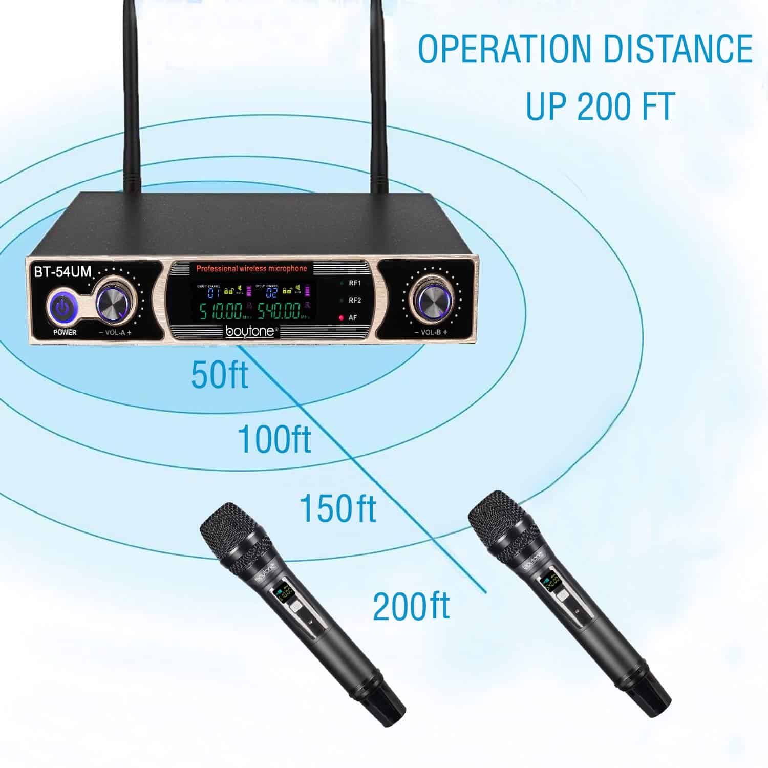 Sistema de Micrófono Inalámbrico Boytone BT-54UM de Doble - Imagen 6