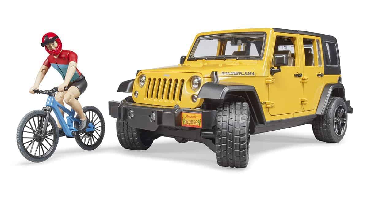 Bruder 02543 Jeep Wrangler Rubicon con Bicicleta de Montaña