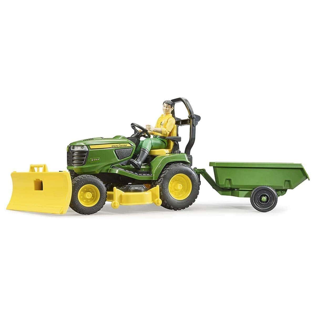Tractor de Césped John Deere con Remolque y Jardinero