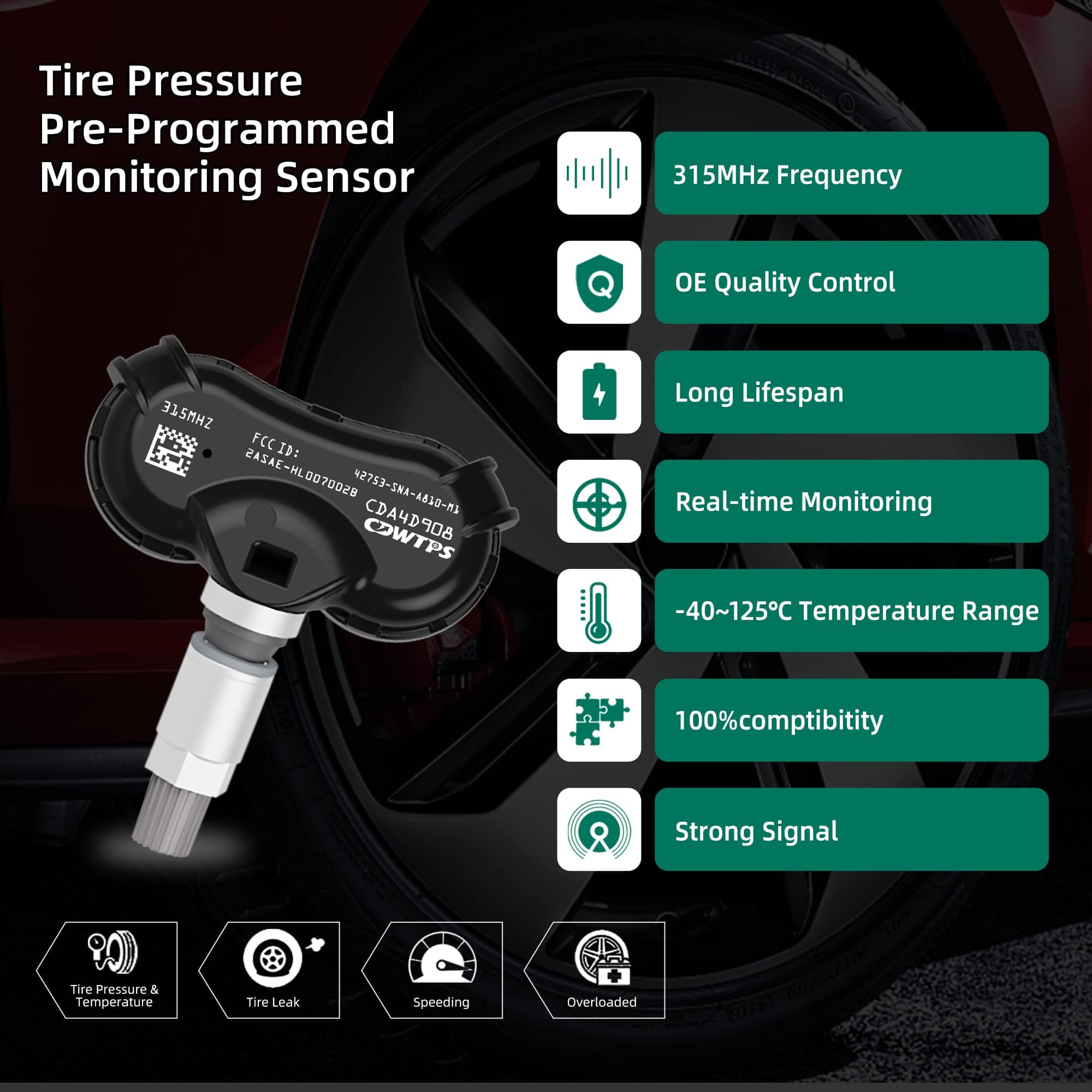 Sensor TPMS CDWTPS, Sistema de monitorización de presión de - Imagen 4