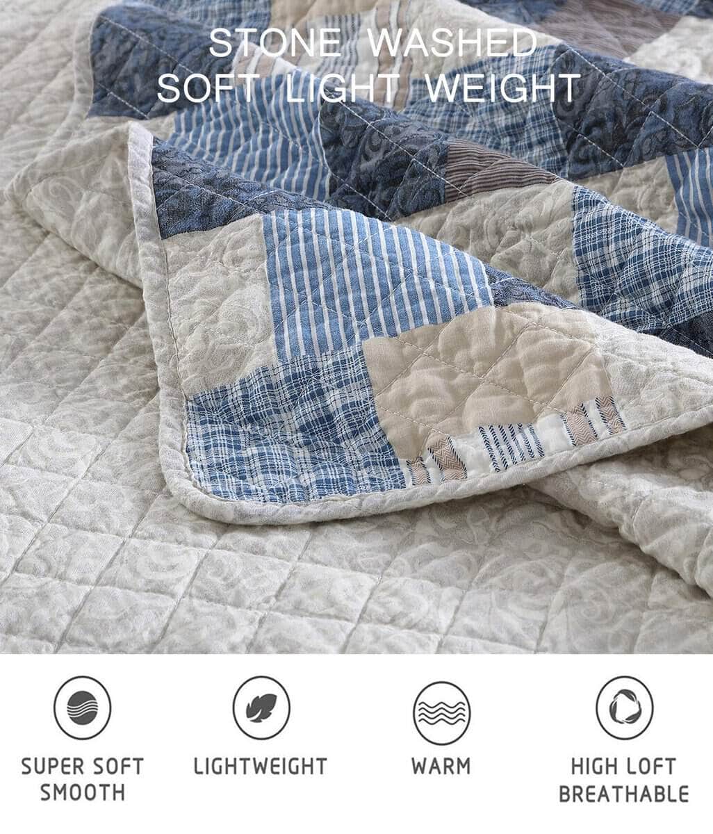 Juego de Edredón de Algodón Chezmoi Collection Douglas de 3 - Imagen 5