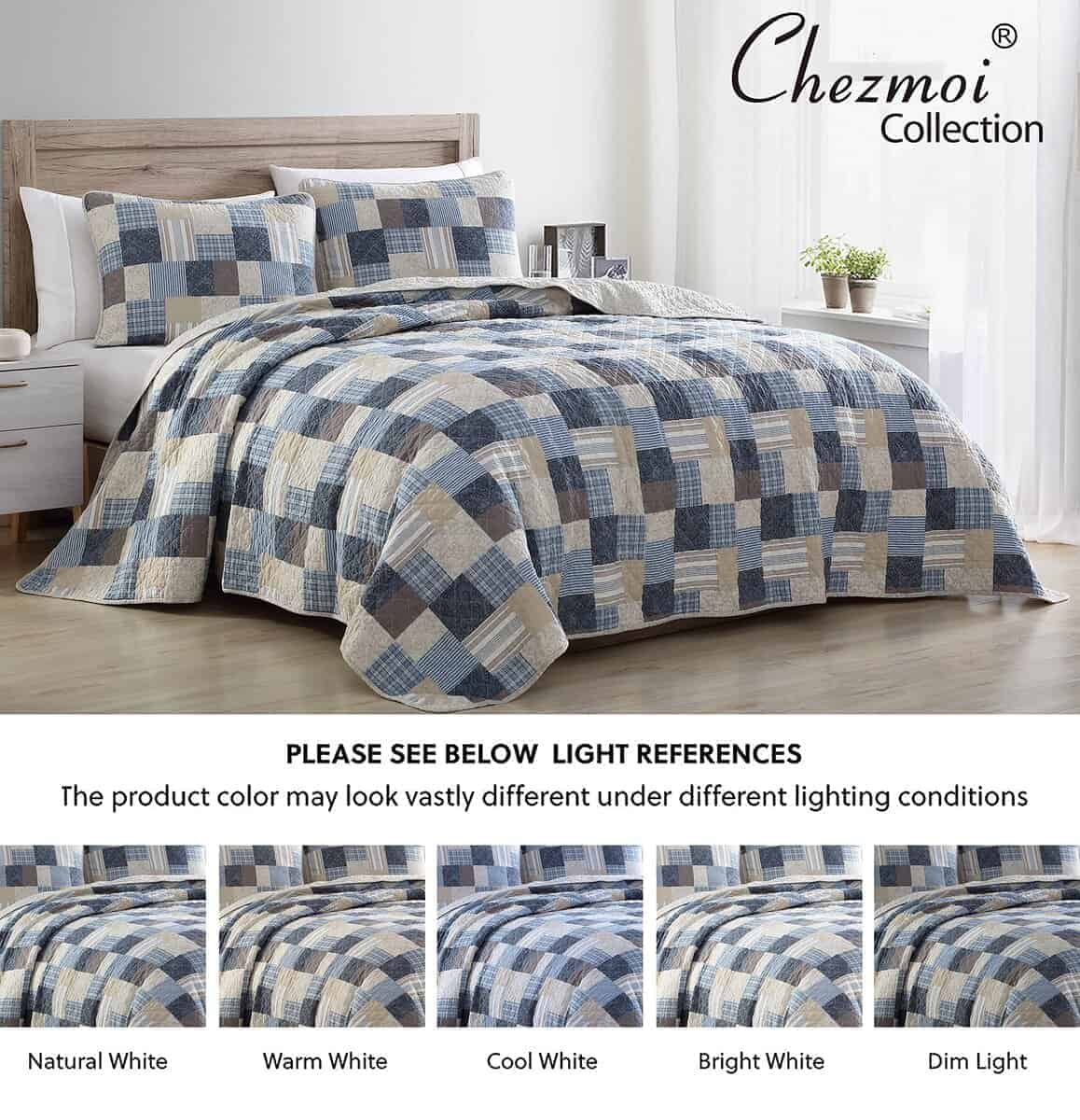 Juego de Edredón de Algodón Chezmoi Collection Douglas de 3 - Imagen 6