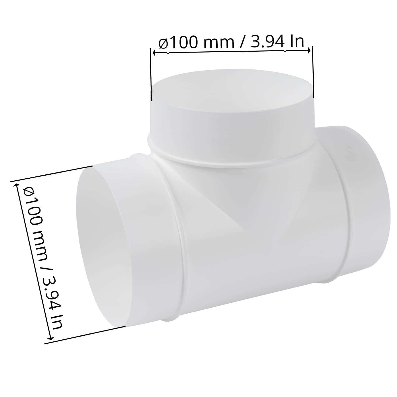 Conector de Tres Vías de Plástico Blanco de 4 Pulgadas - - Imagen 7